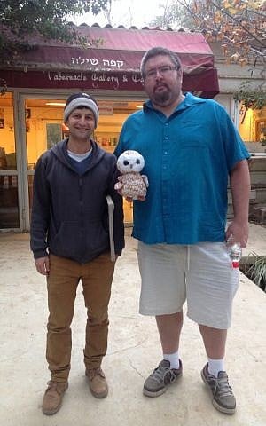 Indigenous activist Ryan Bellerose on a visit to Shiloh with tour guide on a recent trip to Israel (courtesy)
