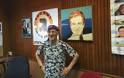 Tony Fyne celebrated his 65th birthday on April 26, 2016 by retiring after 40 years of broadcasting on Reshet Gimmel (Jessica Steinberg/Times of Israel)