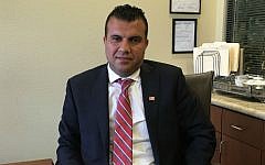 Jesse Sbaih in his law office, April 8, 2016 (Ron Kampeas/via JTA)