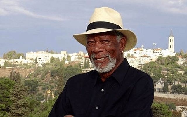Morgan Freeman in Jerusalem (Facebook)