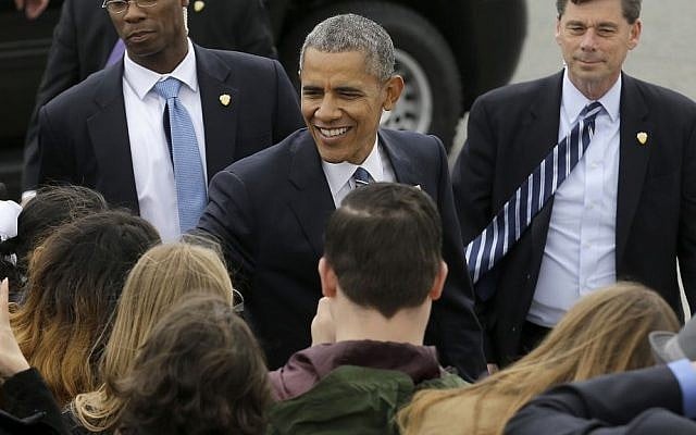 President Barack Obama smiles as he greets supporters after arriving on Air Force One at San Francisco International Airport in San Francisco, Friday, April 8, 2016. (AP Photo/Jeff Chiu) President Barack Obama smiles as he greets supporters after arriving on Air Force One at San Francisco International Airport in San Francisco, Friday, April 8, 2016. (AP Photo/Jeff Chiu)