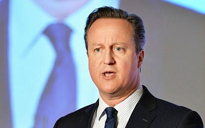 Prime Minister David Cameron speaks at the Conservative party's spring forum in central London, Saturday, April 9, 2016. (John Stillwell/PA via AP)