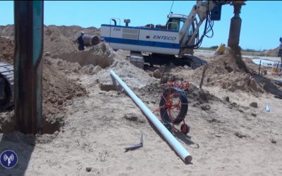 Israeli soldiers and civilians use heavy engineering equipment to discover a Hamas attack tunnel near the Gaza border last week, in a video released on April 18, 2016. (Screen capture: IDF Spokesperson's Unit)