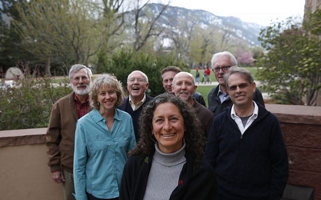 Essrea Cherin, president of the Boulder-Nablus Sister City Project, center, stands with fellow board members in front of the Boulder Municipal Building, before a city council meeting, in Boulder, Colo., April 19, 2016. (AP/Brennan Linsley) Essrea Cherin, president of the Boulder-Nablus Sister City Project, center, stands with fellow board members in front of the Boulder Municipal Building, before a city council meeting, in Boulder, Colo., April 19, 2016. (AP/Brennan Linsley)