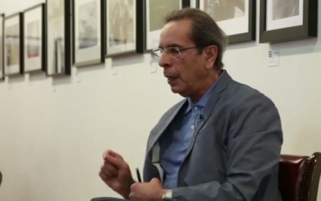 Palestinian writer Rabai al-Madhoun won a major award in April 2016 for his novel 'Destinies: Concerto of the Holocaust and Nakba' (Courtesy YouTube screen grab) Palestinian writer Rabai al-Madhoun won a major award in April 2016 for his novel 'Destinies: Concerto of the Holocaust and Nakba' (Courtesy YouTube screen grab)