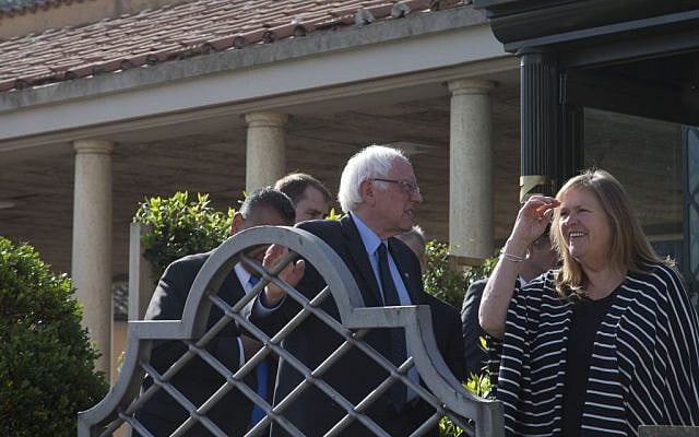 US presidential candidate Bernie Sanders flanked by his wife Jane O'Meara, right, arrive at a hotel near the Vatican Saturday, April 16, 2016. (AP/Alessandra Tarantino) US presidential candidate Bernie Sanders flanked by his wife Jane O'Meara, right, arrive at a hotel near the Vatican Saturday, April 16, 2016. (AP/Alessandra Tarantino)