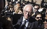 US presidential candidate Bernie Sanders meets reporters outside the Perugino gate of the Vatican, Friday, April 15, 2016.  (Angelo Carconi/ANSA via AP)