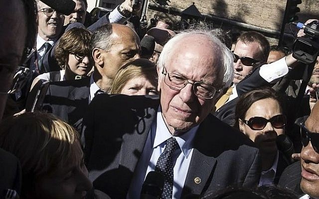 US presidential candidate Bernie Sanders meets reporters outside the Perugino gate of the Vatican, Friday, April 15, 2016. (Angelo Carconi/ANSA via AP) US presidential candidate Bernie Sanders meets reporters outside the Perugino gate of the Vatican, Friday, April 15, 2016. (Angelo Carconi/ANSA via AP)