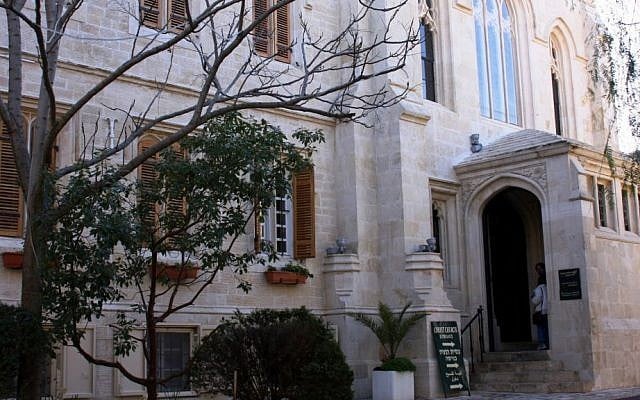 The Christ Church, also home to the Christian Heritage Center, a 2,000 year old water reservoir, and a guesthouse. (Shmuel Bar-Am)