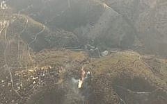 A forest fire in the Biriya forest in northern Israel on April 25, 2016 (screen capture: Channel 10)