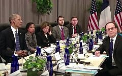 French President Francois Hollande (R) and US President Barack Obama (L) during a meeting in Washington on March 31, 2016 (YouTube screenshot)