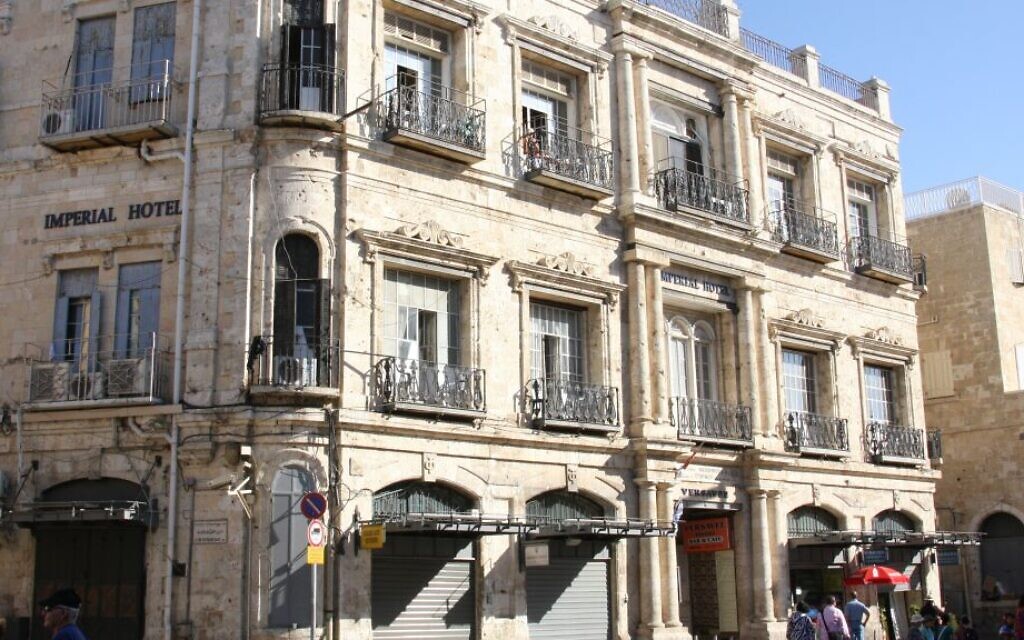 The Imperial Hotel at the Jaffa Gate, the lease to which was sold to the right-wing Ateret Cohanim organization and is the subject of an appeal by the Greek Orthodox Patriarch.  (Shmuel Bar-Am)