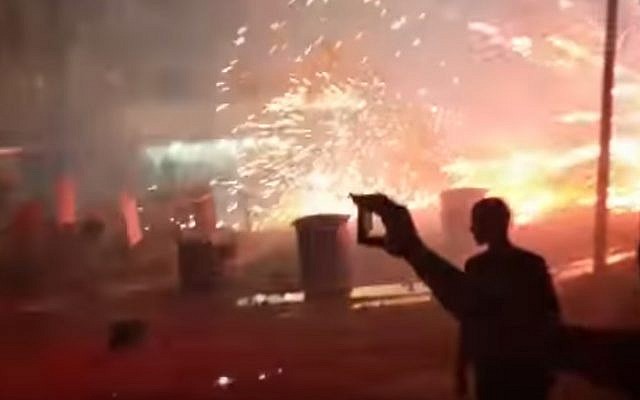 Still from the scene of a mass brawl in the northern Israeli village of Kafr Manda, Friday, April 29, 2016 (YouTube screen cap) Still from the scene of a mass brawl in the northern Israeli village of Kafr Manda, Friday, April 29, 2016 (YouTube screen cap)
