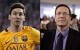 Opposition leader Isaac Herzog (R) and Argentinian soccer star Lionel Messi (composite image: AFP, Flash90)
