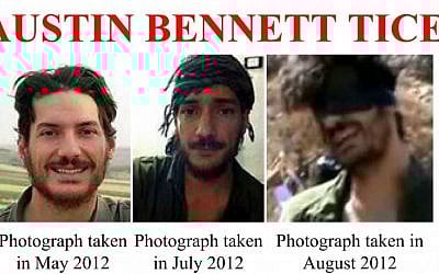 Screen shot of an FBI poster about Austin Bennett Tice, a photojournalist from Texas who disappeared in Syria in August 2012. (FBI)