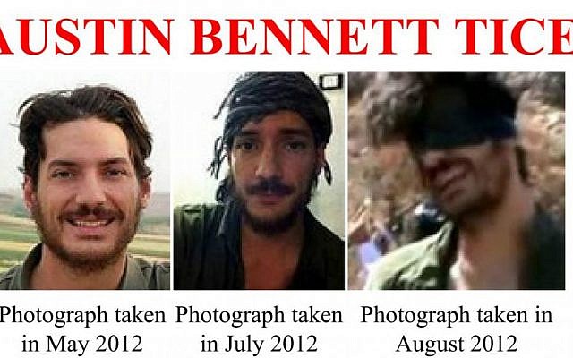Screen shot of an FBI poster about Austin Bennett Tice, a photojournalist from Texas who disappeared in Syria in August 2012. (FBI) Screen shot of an FBI poster about Austin Bennett Tice, a photojournalist from Texas who disappeared in Syria in August 2012. (FBI)