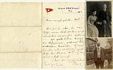 Left: The letter sent by German Jew Paul Danby from the Titanic. Top right: Danby and his wife, Rose, who both perished in the Holocaust. Bottom right: Adolphe Saalfeld, Danby's uncle, who survived the sinking of the luxury liner. All three items were put up for auction in April 2016, 104 years after the ship sank in the North Atlantic Ocean. (photos courtesy of Henry Aldridge and Son auctioneers)