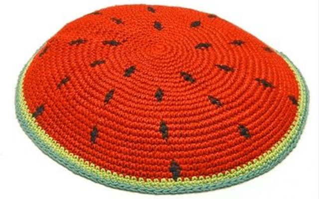 Illustrative photo of a watermelon-motif kippa (JTA)