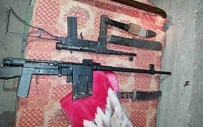 Weapons seized by security forces in the West Bank on April 4, 2016. (IDF Spokesperson's Unit)