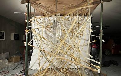 Setting up 'Life Object,' the living, breathing birds' nest created by a team of Israeli scientists and architects for the May 2016 International Architecture Biennale in Venice, Italy (Courtesy LifeObject team)