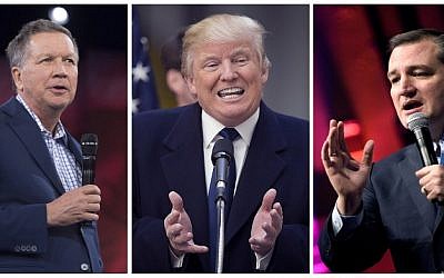 This combination of file photos shows Republilcan presidential candidates Ted Cruz (L) Donald Trump (C)and John Kasich. (AFP Photo /dsk)