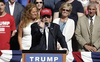 US Republican presidential candidate Donald Trump addresses a campaign rally at the Northwest Washington Fair and Event Center in Lynden, Washington on May 7, 2016. (AFP/ Jason Redmond)