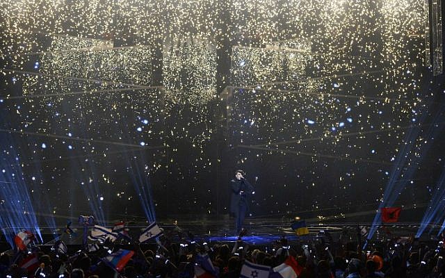 Hovi Star, representing Israel with the song "Made Of Stars," performs during the grand final of the Eurovision Song Contest 2016 in Stockholm, on May 14, 2016. (Jonathan Nackstrand/AFP) Hovi Star, representing Israel with the song "Made Of Stars," performs during the grand final of the Eurovision Song Contest 2016 in Stockholm, on May 14, 2016. (Jonathan Nackstrand/AFP)