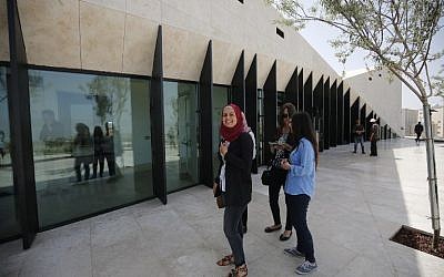 Journalists visit the Palestinian Museum in West Bank town of Birzeit, near Ramallah, on May 17, 2016, during a press preview on the eve of the museum's opening to the public. (AFP PHOTO / ABBAS MOMANI)