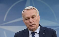 French Foreign Affairs Minister Jean-Marc Ayrault gives a joint press during a foreign affairs ministers meeting at the NATO headquarters in Brussels, May 19, 2016. (AFP/JOHN THYS)