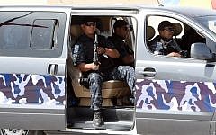 Tunisian special forces patrol around the Djerba synagogue in the Tunisian resort island of Djerba during the annual Jewish Lag B'Omer pilgrimage, May 25, 2016. (AFP Photo/Fethi Belaid)