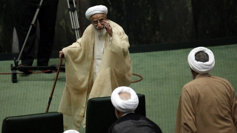 Iran's head of the Assembly of Experts, Ahmad Jannati, attends the opening session of the new parliament in Tehran on May 28, 2016. (AFP PHOTO / ATTA KENARE) Iran's head of the Assembly of Experts, Ahmad Jannati, attends the opening session of the new parliament in Tehran on May 28, 2016. (AFP PHOTO / ATTA KENARE)