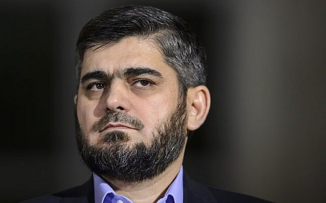 Former rebel negotiator Mohammed Alloush looking on during a press conference following peace talks at the United Nations Office in Geneva on April 13, 2016. (AFP/ FABRICE COFFRINI) Former rebel negotiator Mohammed Alloush looking on during a press conference following peace talks at the United Nations Office in Geneva on April 13, 2016. (AFP/ FABRICE COFFRINI)