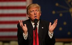 Republican presidential candidate Donald Trump speaks during a campaign stop at the Palladium at the Center for the Performing Arts on May 2, 2016 in Carmel, Indiana. Trump continues to campaign leading up to the state of Indiana's primary day on Tuesday. (Joe Raedle/Getty Images/AFP)