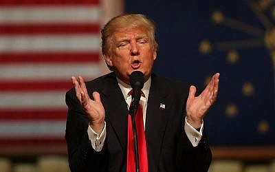 Republican presidential candidate Donald Trump speaks during a campaign stop at the Palladium at the Center for the Performing Arts on May 2, 2016 in Carmel, Indiana. Trump continues to campaign leading up to the state of Indiana's primary day on Tuesday. (Joe Raedle/Getty Images/AFP)
