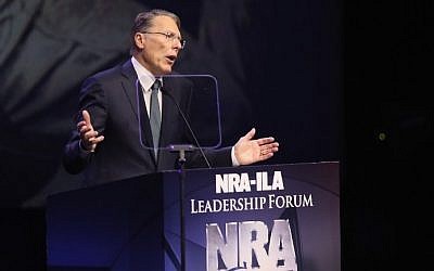 Wayne LaPierre, Executive Vice President of the National Rifle Association, speaks at the National Rifle Association's NRA-ILA Leadership Forum during the NRA Convention at the Kentucky Exposition Center on May 20, 2016 in Louisville, Kentucky. (Scott Olson/Getty Images/AFP)