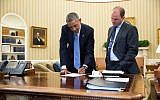 Deputy National Security Adviser Ben Rhodes, right, with Barack Obama in the Oval Office on September 10, 2014. (White House/Pete Souza)