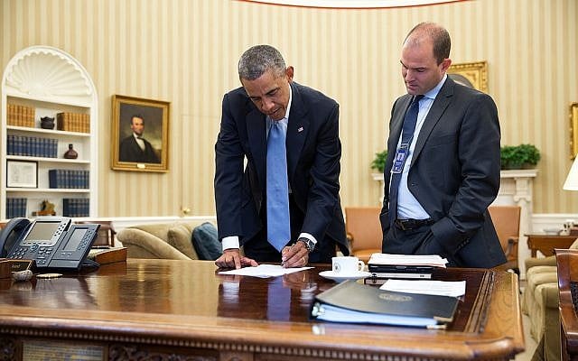Deputy National Security Adviser Ben Rhodes, right, with Barack Obama in the Oval Office on September 10, 2014. (White House/Pete Souza) Deputy National Security Adviser Ben Rhodes, right, with Barack Obama in the Oval Office on September 10, 2014. (White House/Pete Souza)