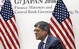 US Treasury Secretary Jacob Lew talks to reporters during a press briefing in Sendai, northern Japan, Friday, May 20, 2016. (AP Photo/Elaine Kurtenbach)