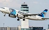 Illustrative photo of an Airbus A320 belonging to EgyptAir taking off from Vienna International Airport, Austria, on August 21, 2015 (AP Photo/Thomas Ranner)
