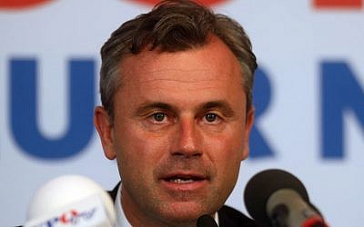 Norbert Hofer candidate for Austria's Presidency in Vienna, Austria, Tuesday, May 24, 2016. (AP/Ronald Zak)