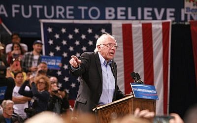 Bernie Sanders, Democratic presidential candidate, speaking at a campaign rally at California Sate University, Dominguez Hills in Carson, California, May 17, 2016. (Jim Steinfeldt/Getty Images)