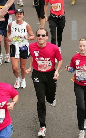 Richard Bernstein at a marathon. The Michigan Supreme Court justice is an avid runner, waking at 4:30 every morning to get in an hour or two of running before work (Suzy Bernstein) 