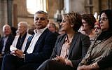 London's new mayor Sadiq Khan and his wife Saadiya attend the official signing ceremony in Southwark Cathedral, London, Saturday May 7, 2016.  (Yui Mok/Pool via AP)
