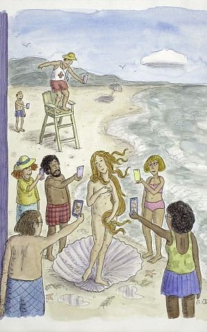 'The Birth of Venus,' 2014 Cover illustration for The New Yorker, August 4, 2014 (courtesy Danese/Corey, New York ©Roz Chast. All rights reserved)