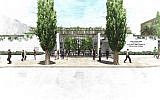 An architect’s rendering shows the planned new entrance to the Hebrew Union College-Jewish Institute of Religion in Jerusalem. (Moshe Safdie via JTA)