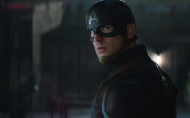 Chris Evans playing the title role in the 2016 film Captain America: Civil War (Screenshot from YouTube/JTA) Chris Evans playing the title role in the 2016 film Captain America: Civil War (Screenshot from YouTube/JTA)