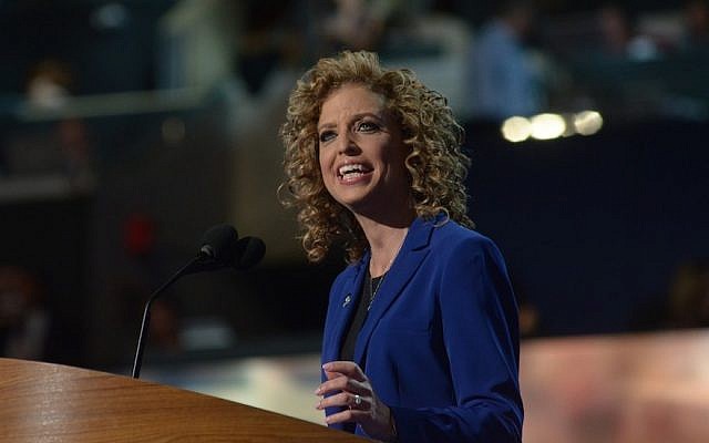 Rep. Debbie Wasserman Schultz, chair of the Democratic National Committee, speaking to delegates of the party’s convention in Charlotte, North Carolina, Sept. 6, 2012. (DNC via Flickr via JTA)