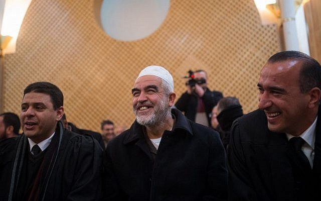 Leader of the banned northern branch of the Islamic Movement in Israel, Sheikh Raed Salah center, in the Supreme Court in Jerusalem January 26, 2016. (Yonatan Sindel/Flash90) Leader of the banned northern branch of the Islamic Movement in Israel, Sheikh Raed Salah center, in the Supreme Court in Jerusalem January 26, 2016. (Yonatan Sindel/Flash90)