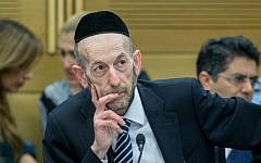 United Torah Judaism MK Uri Maklev in the Knesset on February 16, 2016. (Yonatan Sindel/Flash90)