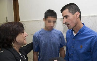 14-year-old Ahmed Manasra seen at the Jerusalem Magistrate's Court on May 10, 2016. (Yonatan Sindel/Flash90)